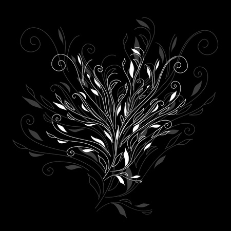 Retro black floral on white background for card hand drawing のイラスト素材