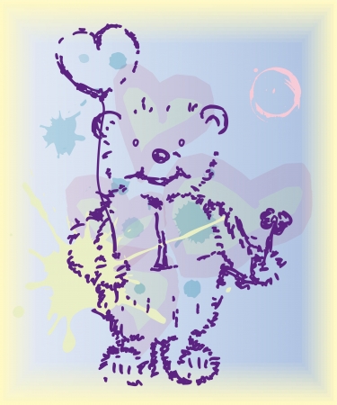 Beautiful card for Valentine day with dream bear  vector eps 10  のイラスト素材