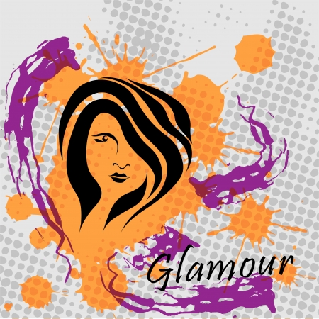 Free hand drawing abstract face of beautiful romantic girl isolated on vintage background (vector eps 10) のイラスト素材