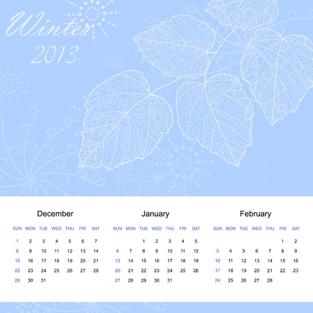 Winter season calendar page of new 2013 yearのイラスト素材