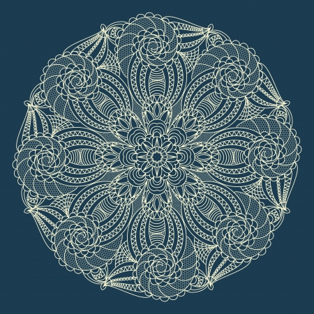 Beautiful blue lace ornament for merry christmas card のイラスト素材