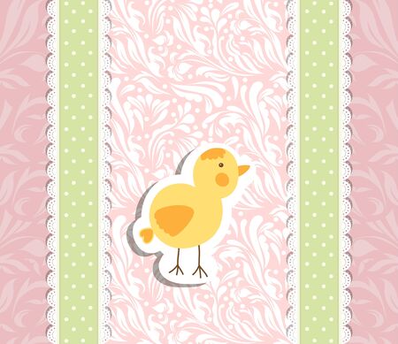 Romantic pink baby hand drawing card for greeting illustrationのイラスト素材