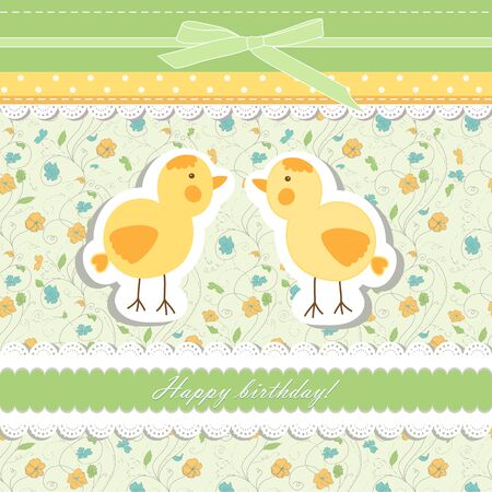 Vintage doodle bird chickenのイラスト素材