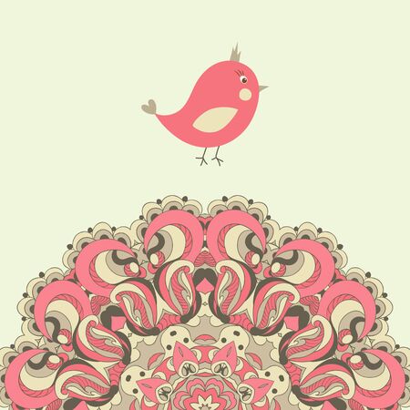 Beautiful card with bird vector eps 8のイラスト素材