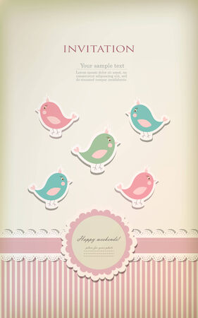 Beautiful baby vintage greeting card vector eps 10のイラスト素材