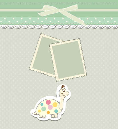 Romantic scrap booking template for invitation, greeting, baby shower card, happy birthday label, postcard frame or child album. Vector illustrationのイラスト素材
