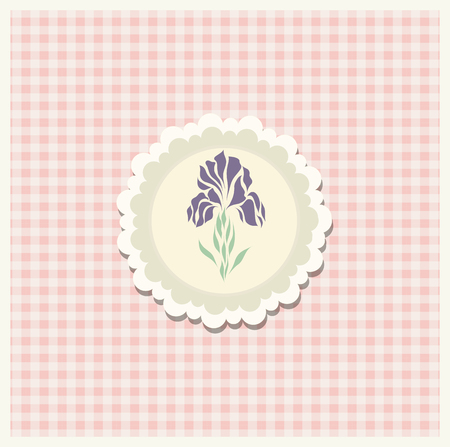 Romantic clover scrap booking template for design invitation, greeting, baby shower card, happy birthday, label, postcard frame, child album. Vector illustration in retro styleのイラスト素材