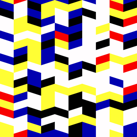 Geometric background. Vector illustration colored in Piet Mondrian Style.のイラスト素材