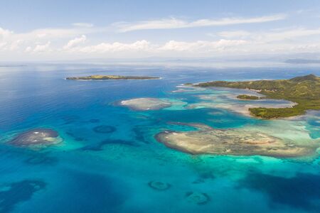 Bucas Grande Island, Philippines. Beautiful lagoons with atolls and islands, view from above....