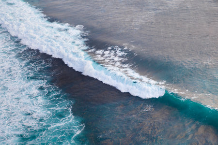 Top view on sea waves. sea surface during a storm. Storm waves.の写真素材