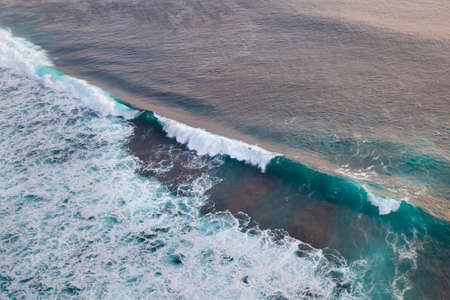 Top view on sea waves. sea surface during a storm. Storm waves.