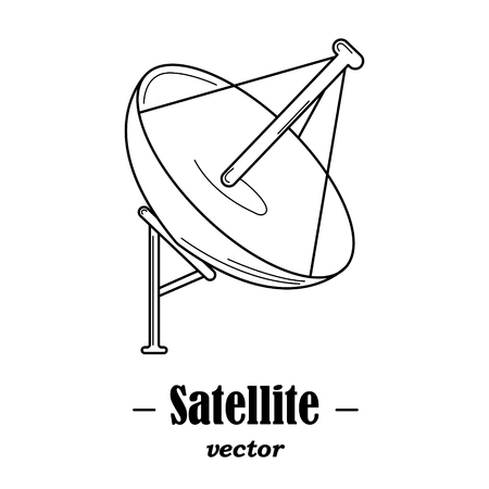 Vector logotype for satelite. Black illustration on white background.のイラスト素材