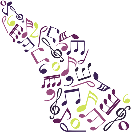 Hand-drawn pattern with notes on the white background.のイラスト素材