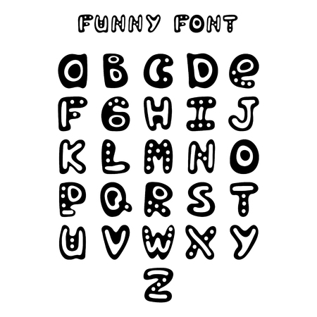Funny hand-drawn English alphabet.のイラスト素材