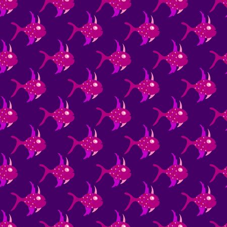 Seamless pattern with lovely hand-drawn fishes.のイラスト素材