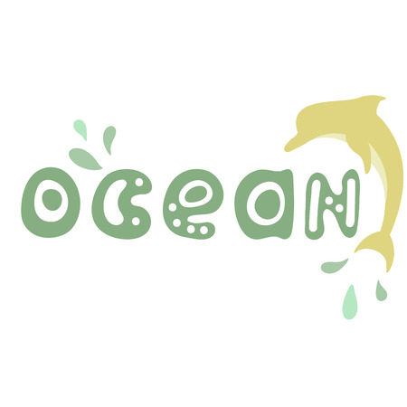 Hand-drawn color text about a sea. Lettering - ocean.のイラスト素材