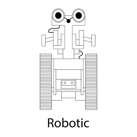 Vector black-and-white illustration of the robot.のイラスト素材