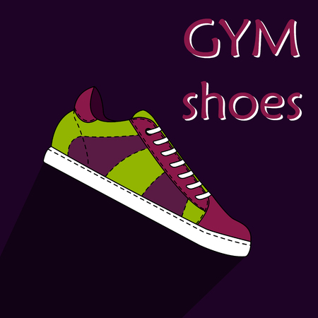 A Vector illustration of gym shoes on the ultraviolet background.のイラスト素材
