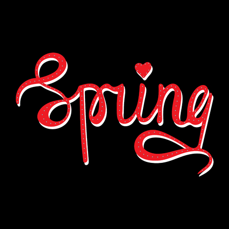 Unique hand-drawn lettering on the black background - Spring.のイラスト素材