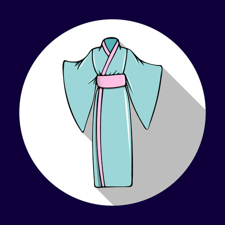 Hand drawn illustration with the Japanese kimono in a circle.のイラスト素材