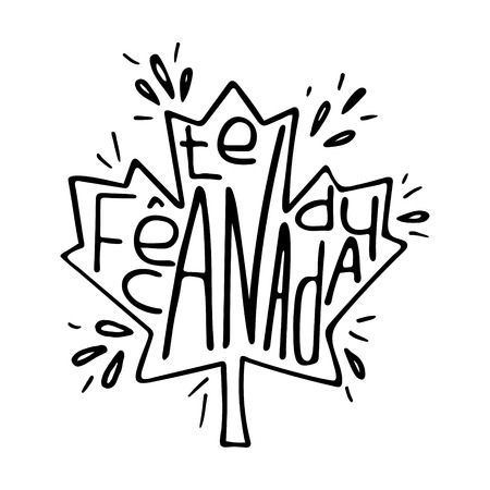 Unique illustration with a hand-drawn lettering on the Canada Day.のイラスト素材