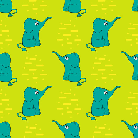 Funny seamless pattern with cute elephants.のイラスト素材