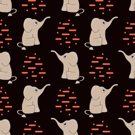 Funny seamless pattern with cute elephants.のイラスト素材