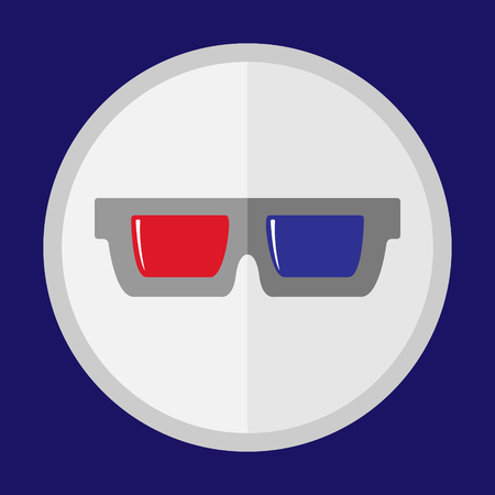 Round vector icon with 3D glasses for cinema.のイラスト素材
