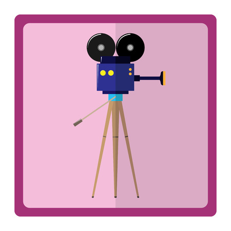 Vector lovely icon with cinema camera.のイラスト素材