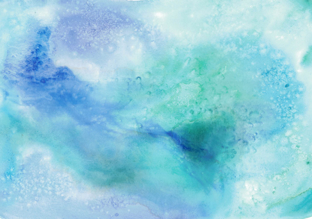 Blue hand-drawn watercolor background for design.の写真素材
