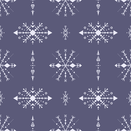 Hand-drawn blue seamless pattern in tribal style.のイラスト素材