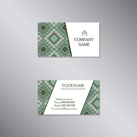 Creative business card with geometric modern ornament. Design vector set.のイラスト素材