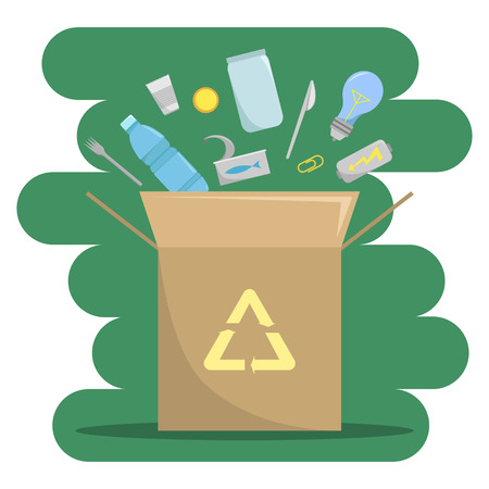 Vector illustration about the industry of waste recycling. Nature protection.のイラスト素材