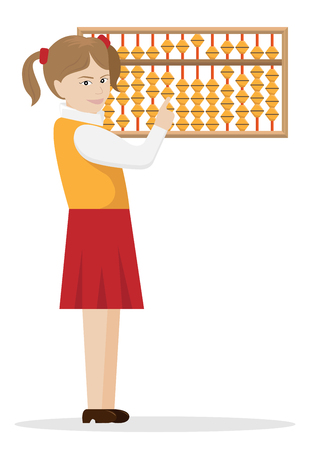 Vector illustration of the girl the engaged mental arithmetics.のイラスト素材