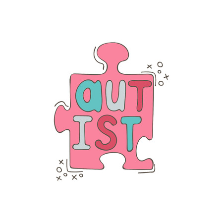 Isolated colorful hand-drawn illustration with modern lettering - autist.のイラスト素材