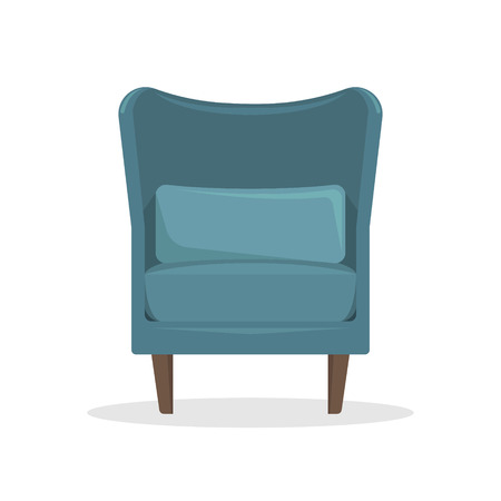 Flat vector illustration. Blue velvet armchair in retro style. An isolated figure.のイラスト素材