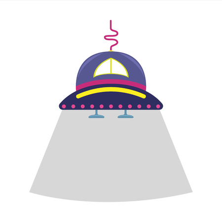 Cartoon vector flat illustration with a alien ship.のイラスト素材