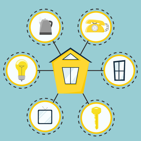 Smart house. Modern house management system. Flat style. Isolated illustration.のイラスト素材