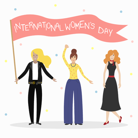 Vector feminist illustration. Girl power poster. International womens day.のイラスト素材