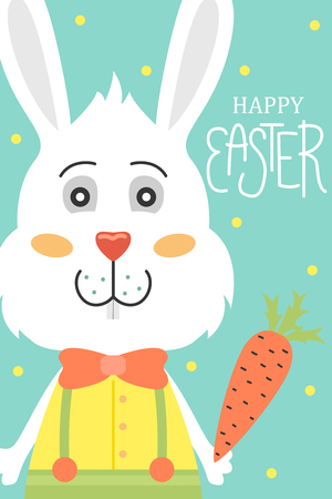 Cute vector Easter card. Easter eggs, spring holiday. Greeting card with a bunny.のイラスト素材