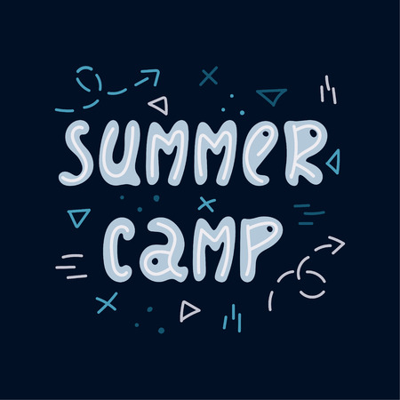 Hand-drawn lettering in sloppy style. Doodles. Summer camp.のイラスト素材
