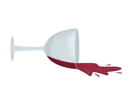 Spilled red wine from a fallen glass. Isolated vector illustration.のイラスト素材