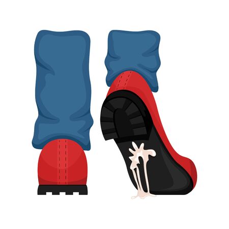 A man in red shoes with gum stuck to the sole. Failure. Vector illustration.のイラスト素材