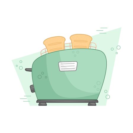 Vector flat toaster with pieces of bread. Isolated illustration.のイラスト素材