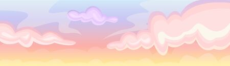 Beautiful sky at sunset with fluffy clouds. A romantic sunset.のイラスト素材