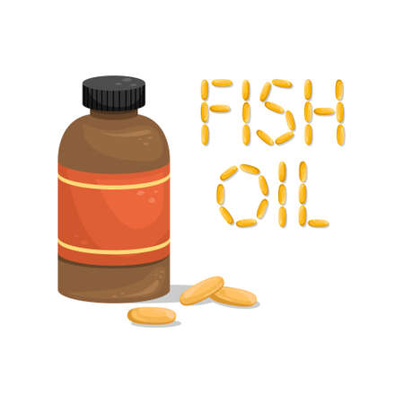 A bottle of fish oil capsules. Biologically active additive. Omega-3のイラスト素材