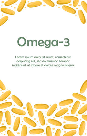 Template with space for text with fish oil capsules. Biologically active additive. Omega-3のイラスト素材
