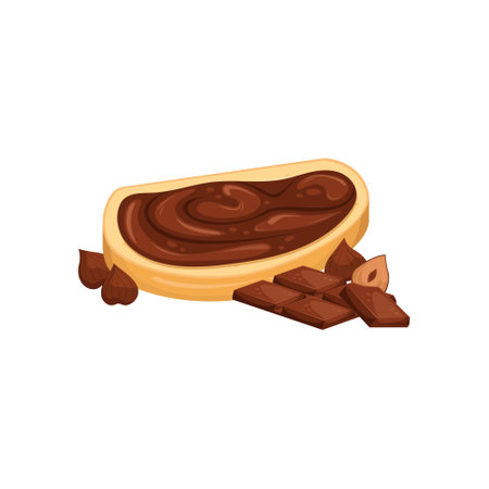 Vector illustration of a chocolate paste sandwich. Sweet snack. Chocolate-nut paste.のイラスト素材