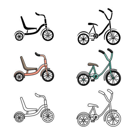 Vector set of tricycles. Cycling. Active lifestyle. Line artのイラスト素材