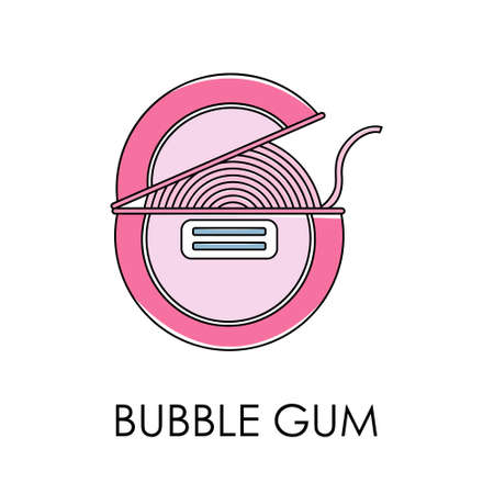 Color illustration of chewing gum. Style of the 90s. Line artのイラスト素材
